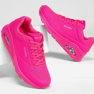 Skechers Hot Pink Uno-Night Shades Sneaker. Size US4 (eur 36)